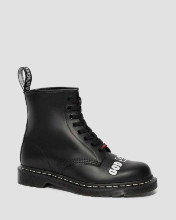 Dr Martens 1460 Sex Pistols Smooth Leather Šnurovacie Čižmy Damske Čierne | 1479-PYFVZ
